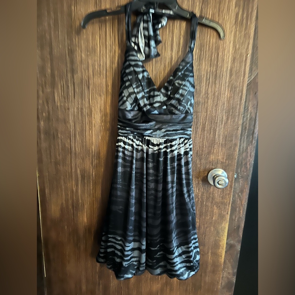 Zebra print satin style mini dress Women’s medium
